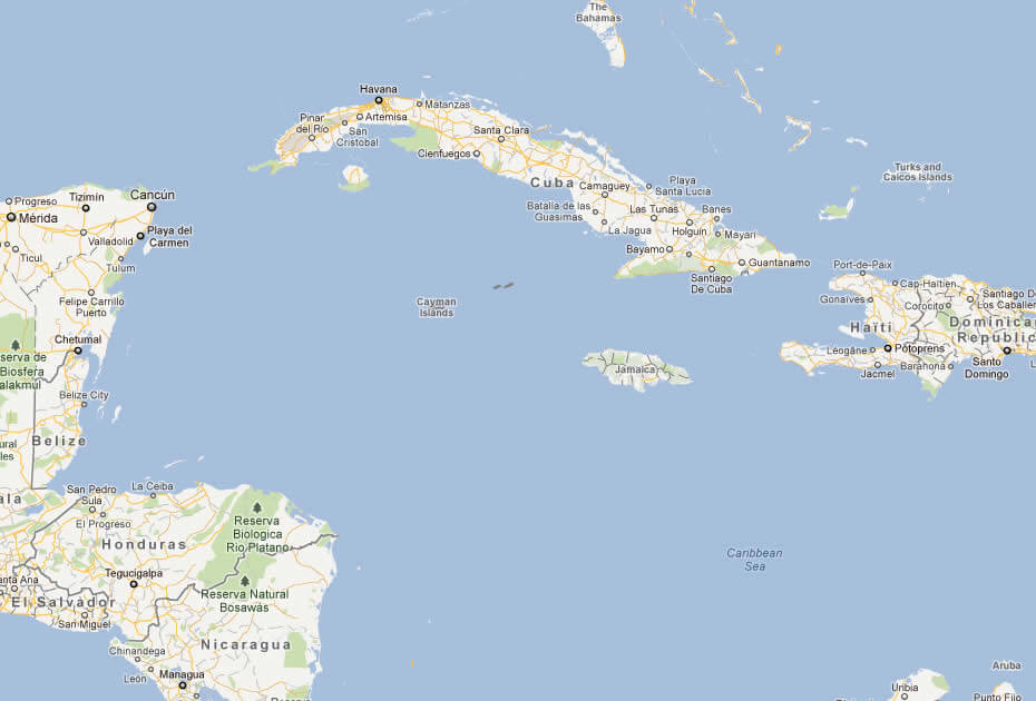 Map of Cayman Islands Cuba